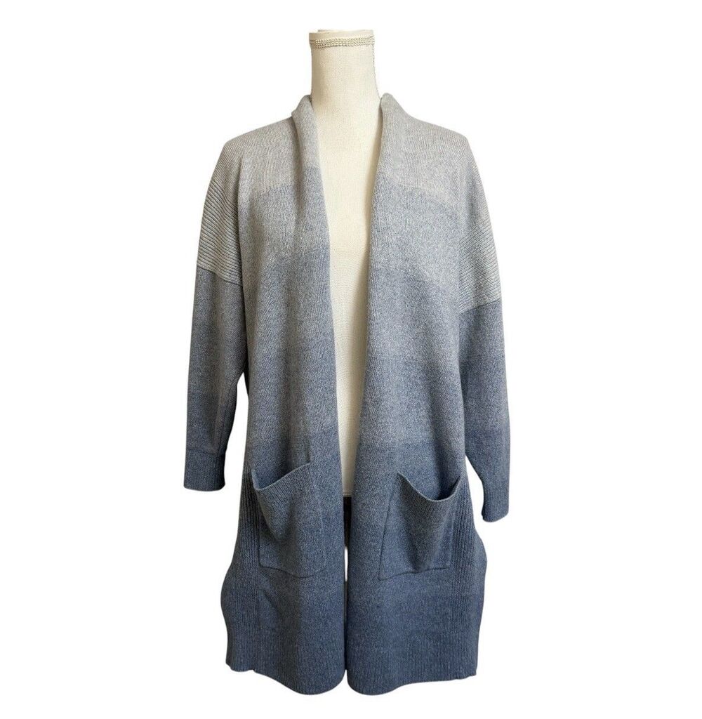 Athleta 1X Ombré Spirit Wool Cashmere Wrap Open Front Cardigan Pockets Sweater